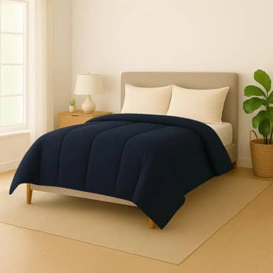 Edredom Dupla Face Matelado Grande Hipoalergênico Toque Macio (Azul, Casal Queen)