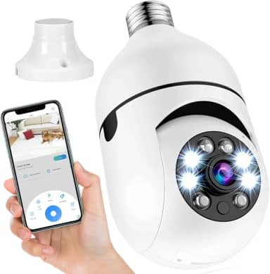 Câmera Segurança Lâmpada Ip Wifi 360° Full HD Inteligente Prova D'água Giratória Visão Noturna Infravermelho Detecção de Movimentos 1080P HD Bivolt Premium