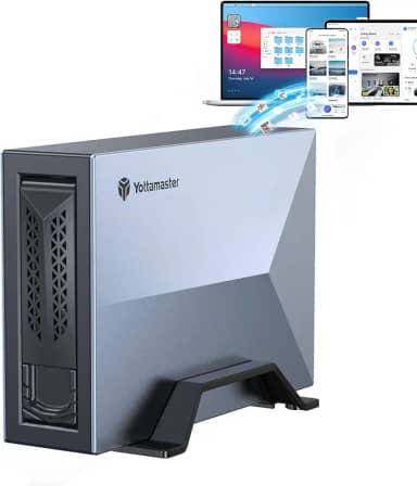 Yottamaster Gabinete NAS para HDD/SSD SATA de 18 TB de 3,5 polegadas e 2,5 polegadas, armazenamento conectado à rede de 1 compartimento, RAM DDR4 de CPU Quad Core, nuvem doméstica privada, Ethernet de