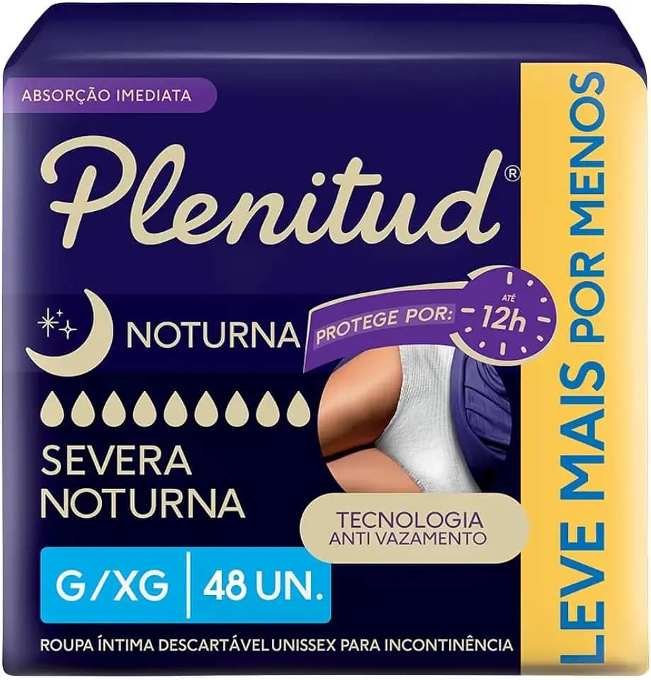 Plenitud Roupa Íntima Noturna para Incontinência G/XG - 48 Un