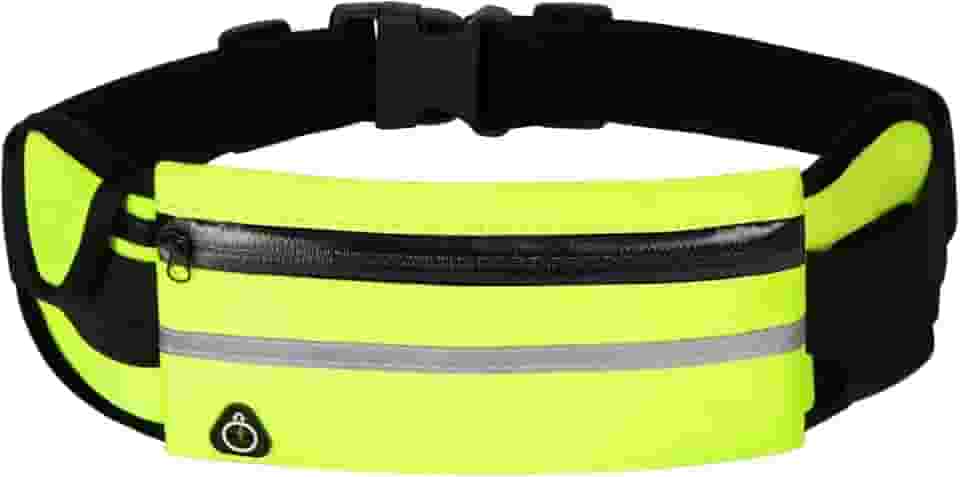 Pochete Esportiva Impermeável com Porta Celular e Suporte para Garrafa – Cinta de Corrida Ajustável com Faixa Refletiva para Bike, Academia, Trilhas e Caminhadas (Verde)