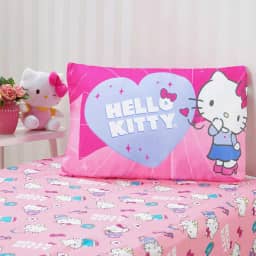Jogo de Cama Solteiro Infantil Lençol Menina Hello Kitty 2 Peças Estampado Personagens - Com Elástico (Hello Kitty Escuro)