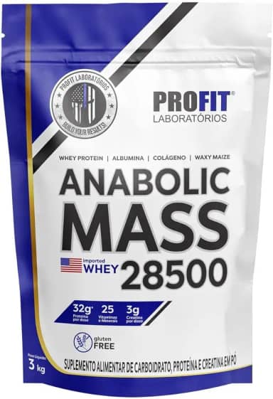 Anabolic Mass 28500 Chocolate C/Morango 3kg - Profit Labs
