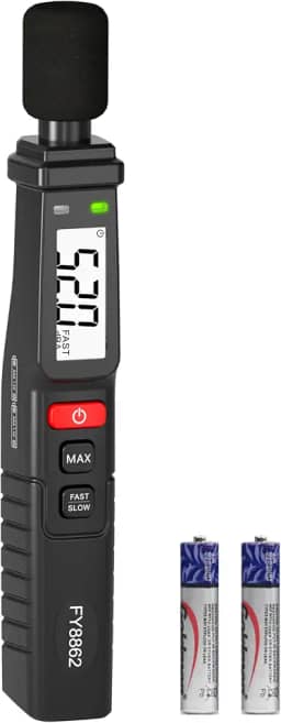 Mastfuyi Medidor De Decibéis, Medidor De Nível De Som Portátil, Medidor Digital De Spl 30-130 Db Com Modo Ponderado, Rápido/Lento, Retenção Máxima De Dados, Medidor De Ruído Ultraleve Com Clipe Par