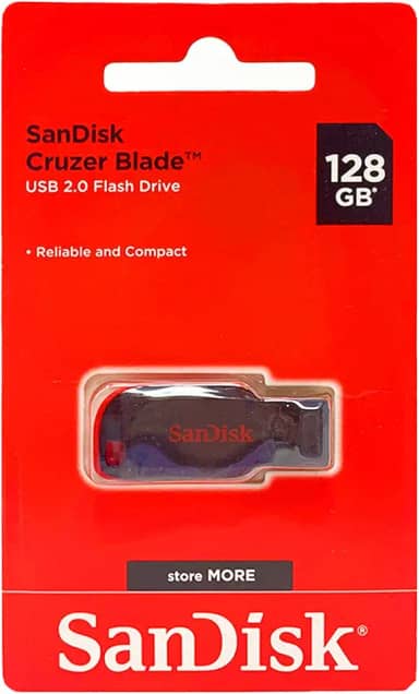 SanDisk Pen drive USB Cruzer Blade, 128 GB, preto/vermelho (SDCZ50-128G-A46)