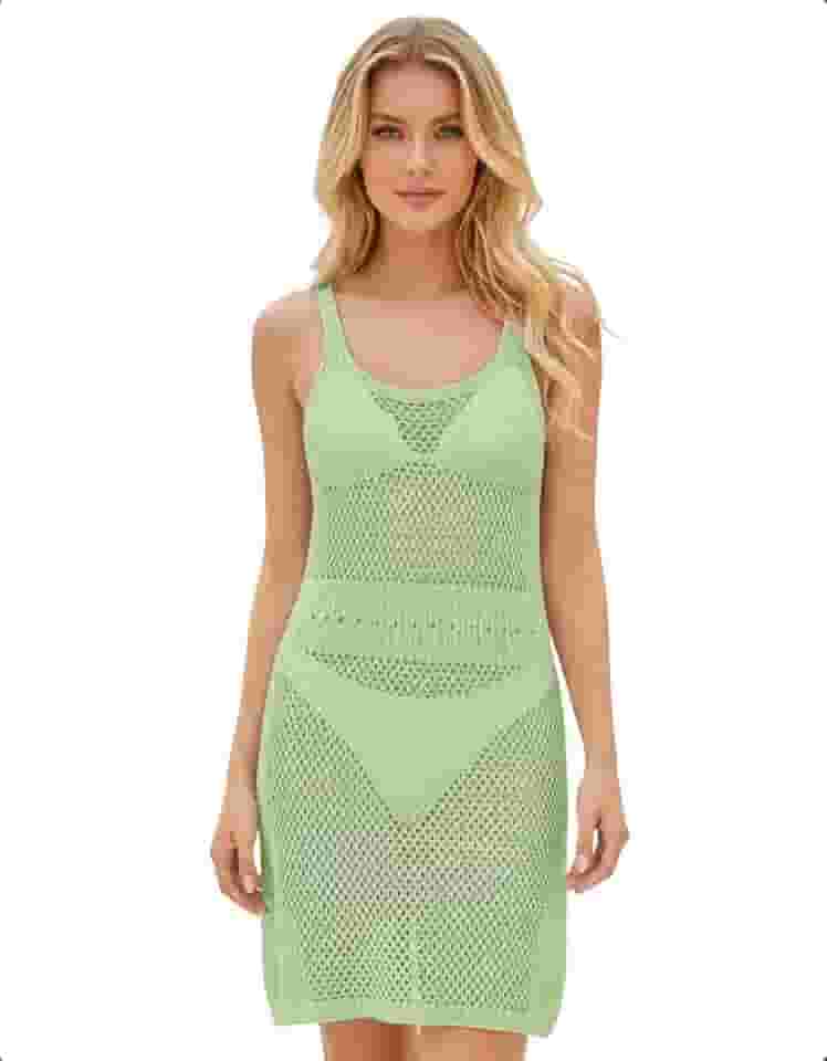 Saída De Praia Acinturada Em Crochê Moda Verão Piscina Trico Feminino Risort Para Mulheres Casual Elegante