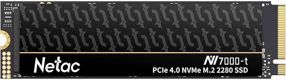 Netac SSD 2TB PCIe Gen4x4 M.2 até 7.300 MB/s NVMe SSD interno com dissipador de calor de alumínio grafeno armazenamento de alto desempenho para PCs desktop e laptop, funciona com PS5, NV7000-t
