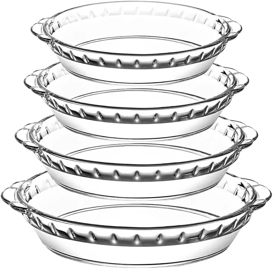 Conjunto 4 Travessas de Vidro Redondas Life Tamanhos 7P, 8P, 9P e 10P Travessas Refratárias Transparentes Armazenar e Preparar Alimentos, Ideal para Mesa Posta, Forno e Receitas do Dia a Dia