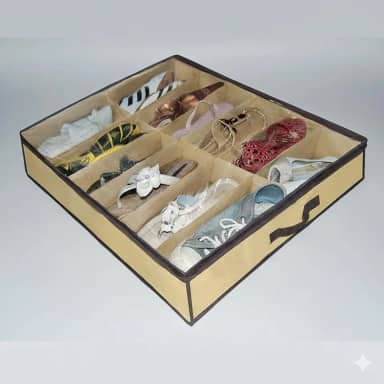 Organizador de Sapatos Flexível para 12 Pares, Compartimentos Individuais, Bege