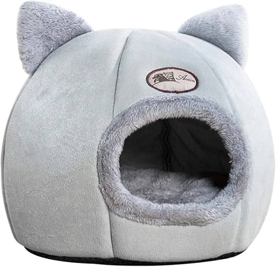Mingzhe Barraca para Animais de Estimação Cama Caverna para Gatos/Cachorros Pequenos Veludo 2 em 1, Cama Cabana com Almofada Removível Lavável