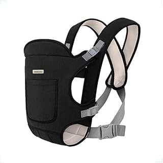 AIEBAO Carregador Canguru Para Bebê, 04 Posições, 01 Bolso Frontal, Bebês 0 a 36 Meses até 15kg, Costura Dupla, Acolchoado, Poliéster Algodão e Tecido. (Preto)