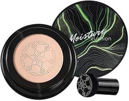 Base de cabeça de cogumelo, almofada de ar CC creme BB creme, corretivo hidratante, base de maquiagem brilhante de longa duração com esponja de maquiagem de cogumelo, fácil de aplicar, redonda