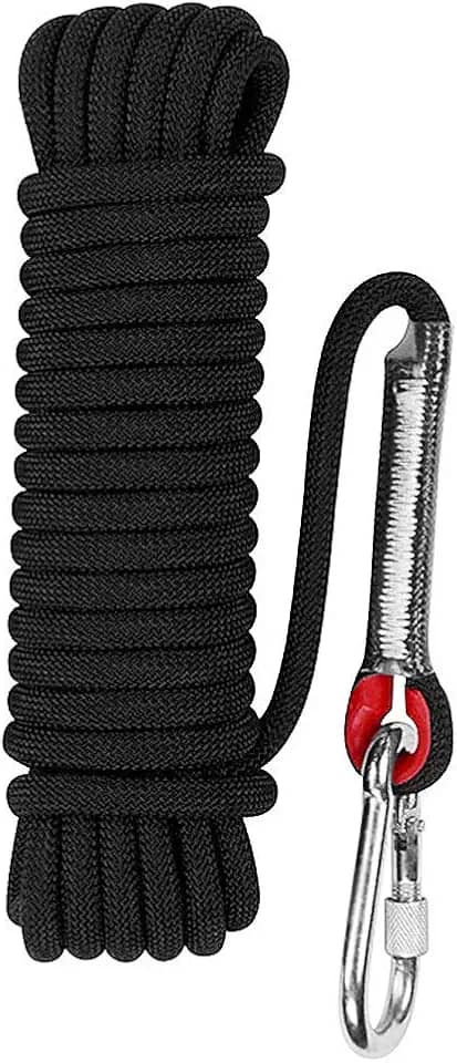 Aoneky Corda de escalada estática de 10 mm, corda de rapel de segurança para fuga de incêndio (preta 1, 32)