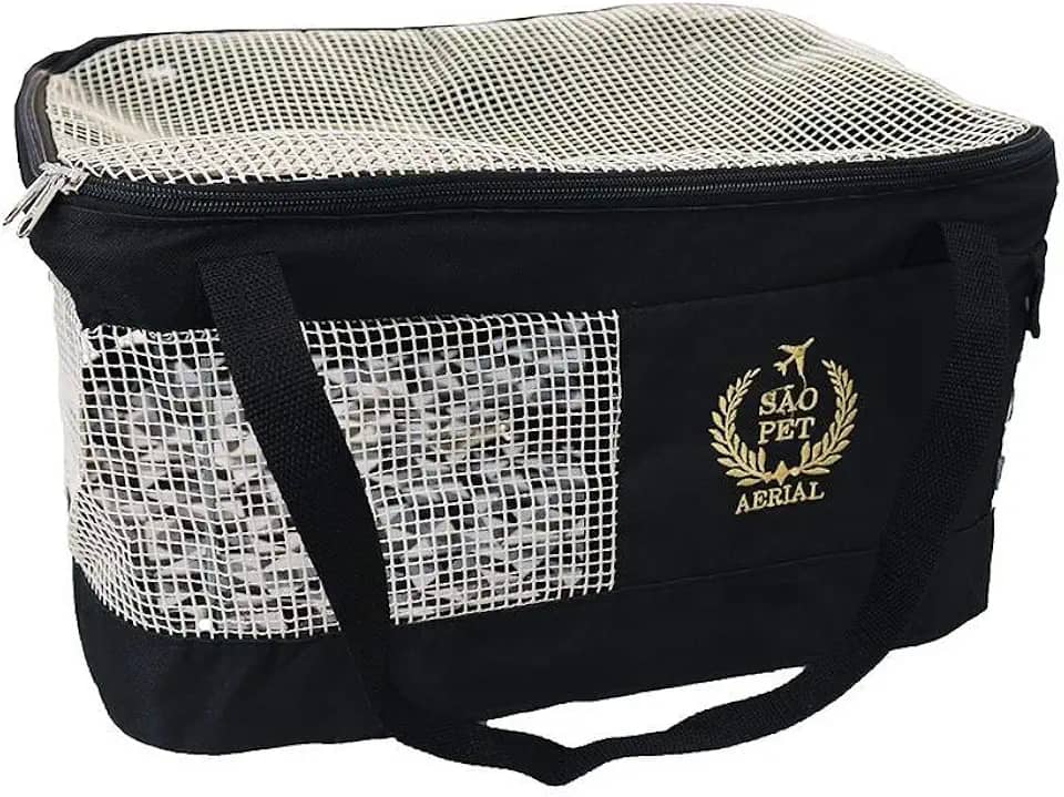 São Pet Bolsa Aerial Para Transporte De Cães E Gatos Em Avião - 43 Cm X 32 Cm X 24 Cm - Preta