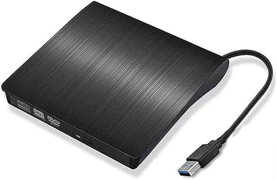 Gravador DVD Externo USB 3.0, Leitor Portátil Slim para PC e Notebook, Preto
