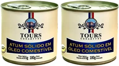 Atum em lata - Sólido em óleo Comestível Tours Conservas - 2 Unidades de 255g Cada