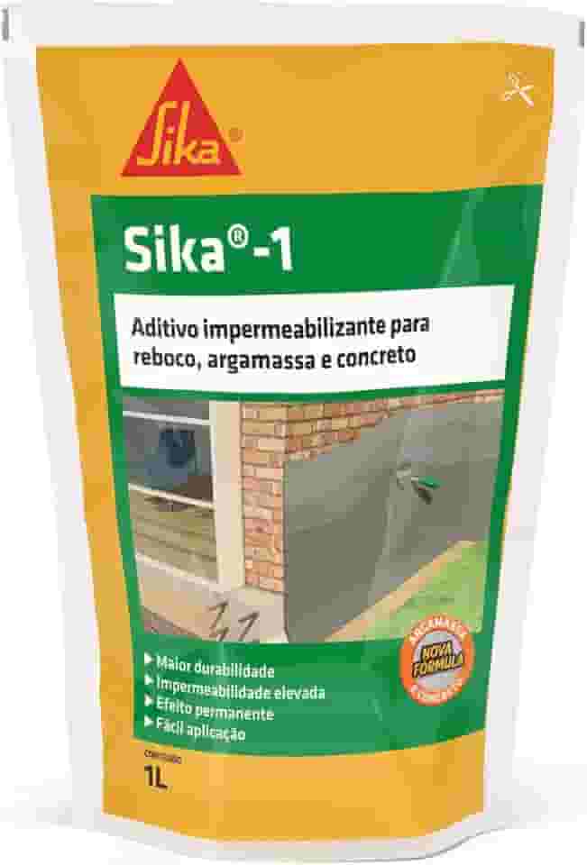 Sika- Aditivo impermeabilizante - Sika-1 amarelo, Rebocos internos e externos - Uso Fácil - Saco 1L