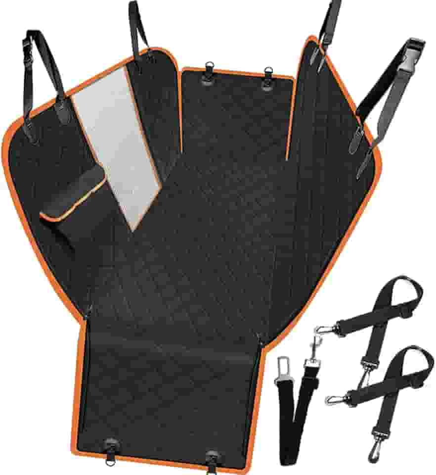 Capa Protetora Carro Pet Impermeável, Antiderrapante, Resistente ao Desgaste, Grande Capacidade 4 em 1 capa de Banco Traseiro de Carro para Cachorro Cachorro Gato Cor:laranja