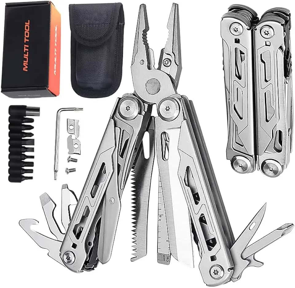 Multitool, 28em 1 Alicate Multifuncional, Ferramenta MúLtipla, Aço Inoxidável Multiferramenta, Presente para Homens, Kit de Ferramentas de Acampamento Versátil, Canivete Suiço, Canivete Multiuso