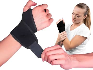 Munhequeira De Alta Compressão Estabilização Elástica Velcro Ajustável Atoalhada Premium Profissional - Protetor Punho E Pulso Para Tendinite Articulação Ideal Recuperação Ortopédica Alívio Dores Nas Mão Lesão Tala Tratamento Cor Preto