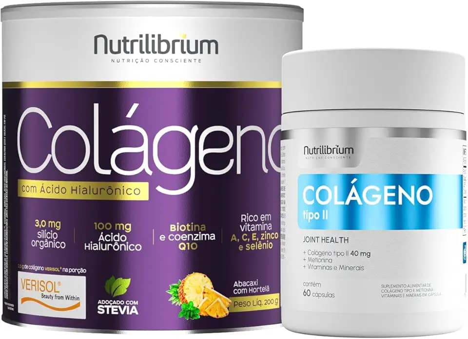 Colágeno Verisol Ácido Hialurônico 200g + Colágeno Tipo 2 60 Caps Nutrilibrium (Único, Abacaxi com Hortelã)