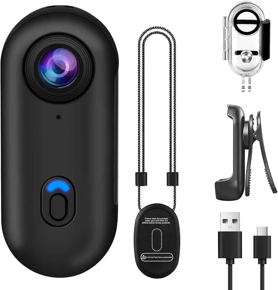 OBEST Câmera de ação 360° 1080P subaquática 30 m/98 pés à prova d'água WiFi Câmera de ação grande angular 120°, POVs à mão livre Vlog Bodycam, capacete para ciclismo e motocicleta