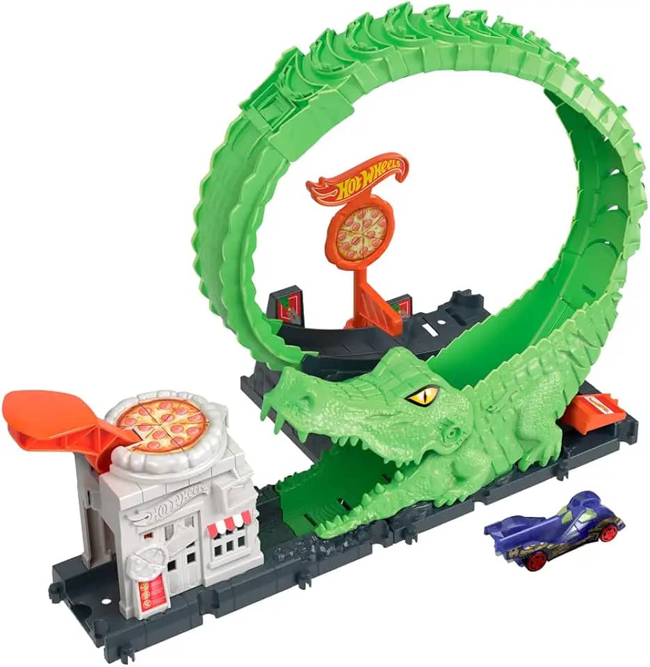 Hot Wheels City Pista de Brinquedo Nêmesis Cocodrilo para crianças a partir de 4 anos