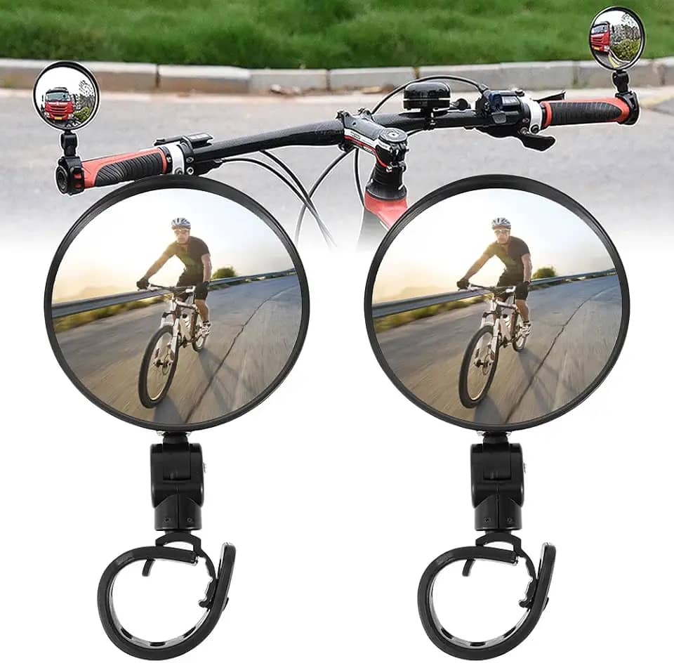 2 unidades de espelhos retrovisores para bicicleta, guiador de bicicleta com rotação de 360 ° ajustável Espelho amplo angular leve para mountain bike, bicicleta de estrada, bicicleta urbana