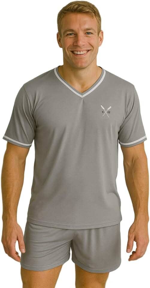 Pijama Homem Conjunto Meia Manga E Short Roupa De Dormir