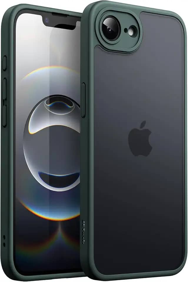 JETech Capa Matte para iPhone 16e 6,1 Polegadas 2025, Case Proteção Contra Quedas de Nível Militar à Prova de Choque, Capinha Traseira Translúcida Fosca, Anti-Impressão Digital (Verde Escuro)