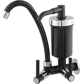 Torneira De Parede Para Cozinha Bica Alta Com Filtro 1/4 De Volta B Preta Com Cromado