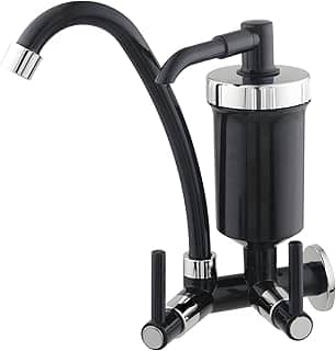 Torneira De Parede Para Cozinha Bica Alta Com Filtro 1/4 De Volta B Preta Com Cromado