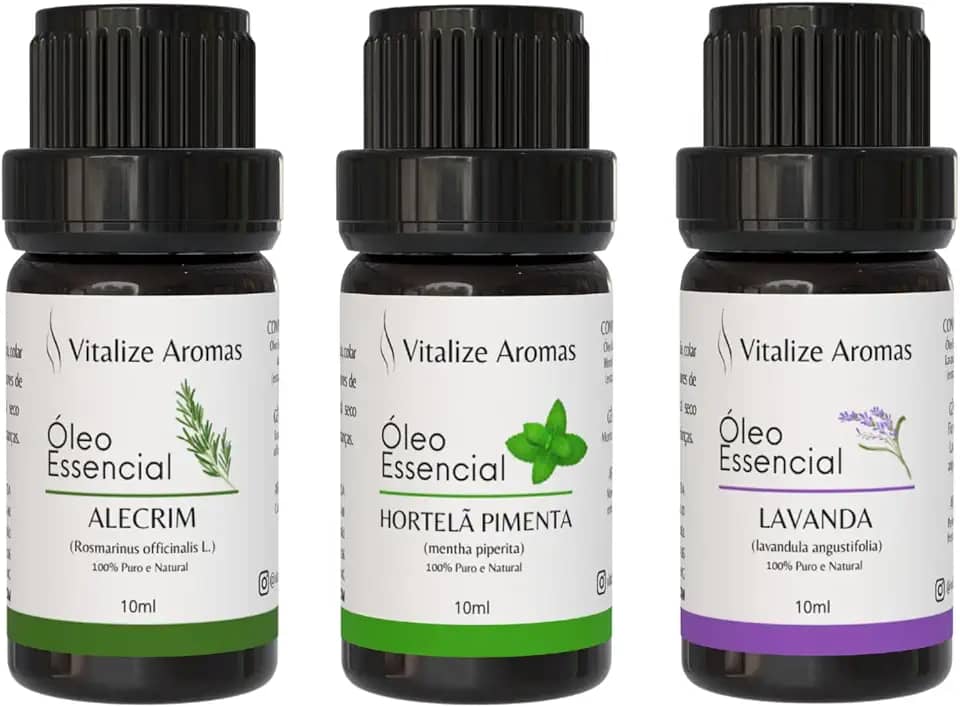 Kit Óleos Essenciais Lavanda, Hortelã Pimenta e Alecrim - Vitalize Aromas