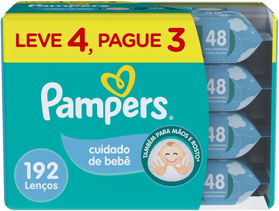 Pampers Lenços Umedecidos Cuidado de Bebê 192 Unidades