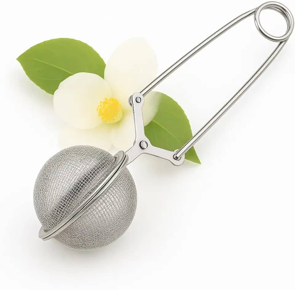 Infusor de Chá Grande 15cm em Aço Inox – Ideal para Ervas e Chás – Reutilizável, Durável, Prático e Fácil de Limpar