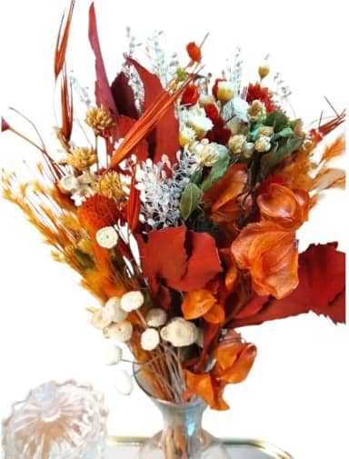 Buquê de flores secas e desidratadas, buquê de flores sortidas e variadas, buquê de flores Rústico.(Terracota com natural)