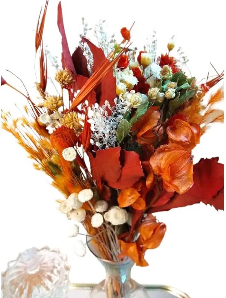 Buquê de flores secas e desidratadas, buquê de flores sortidas e variadas, buquê de flores Rústico.(Terracota com natural)