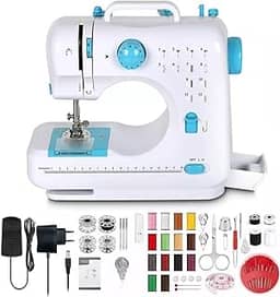 FINYQBET Mini Máquina de Costura para Iniciantes e Crianças de 8 a 12 Anos | 12 Padrões de Ponto, Luz LED, Costura Reversa | Ideal para Pequenos Reparos e Projetos de Artesanato (100-240v)