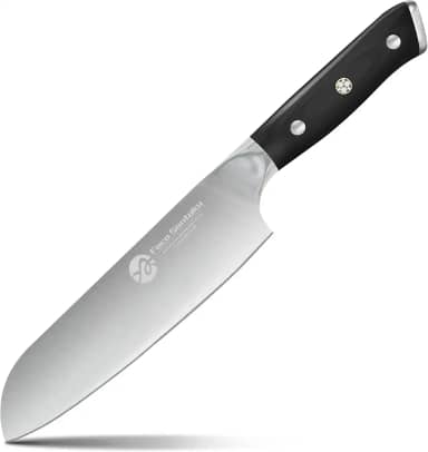Faca Santoku De 7', Faca Do Chef Forjada Em Aço De Alto Carbono, Faca De Aparar Com Cabo Ergonômico, Preto