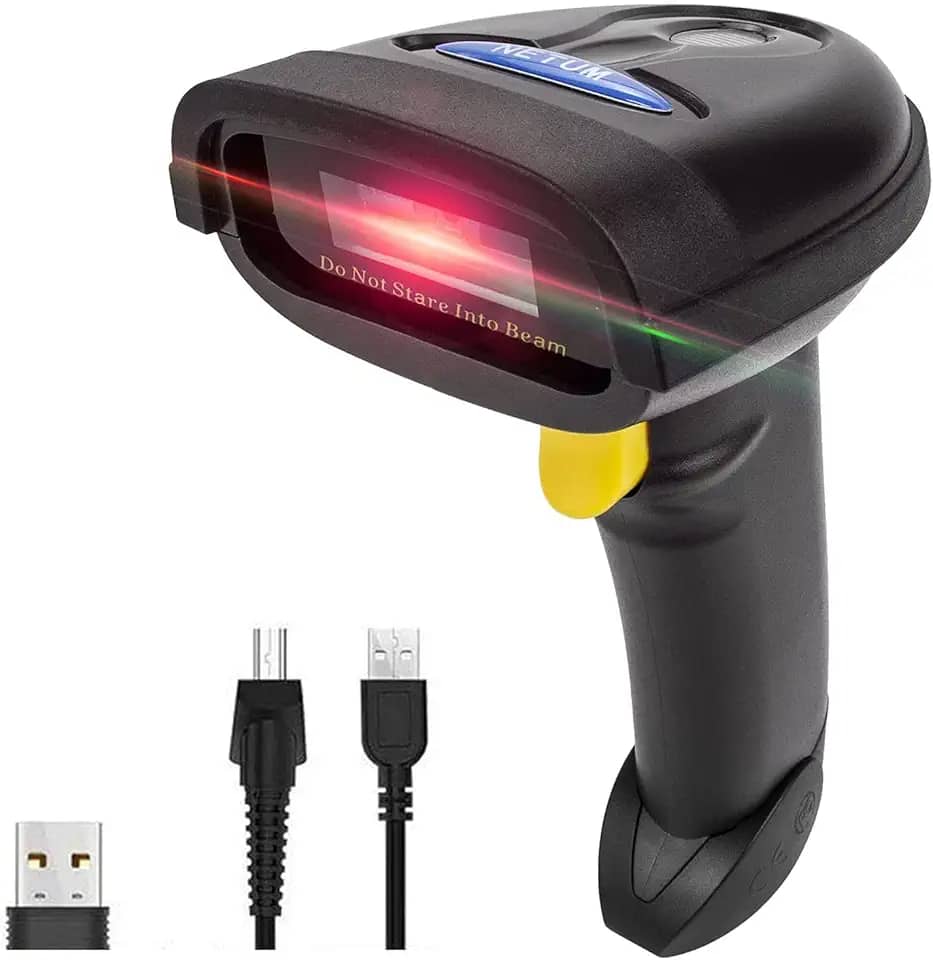 NETUM Leitor de código de barras 1D e 2D, sem fio 2.4GHz e Bluetooth, USB, para smartphone, tablet e PC, preto, 1 unidade