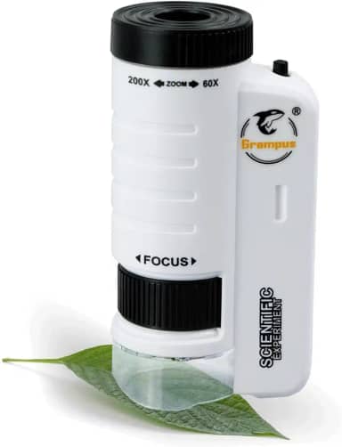 Grampus Microscópio De Bolso Portátil 60X-200X Com Led, Brinquedo Para Crianças E Adultos, Mini Laboratório Ciências Estudantes, Observação Microbiológica Educacional Exploração Ao Ar Livre