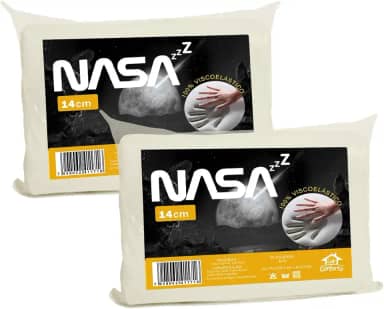 Kit 2 Travesseiro Nasa 14cm Altura Espuma D40 Viscoelástico Nasa Zz Capa Com Zíper 100% Algodão 200 Fios - Lar Conforto…