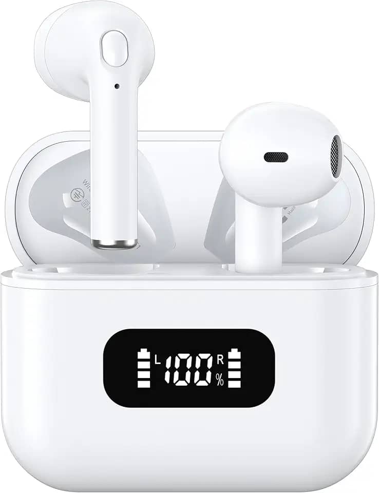 Fones de Ouvido Bluetooth Tranya True Wireless, 4 Microfones para Chamadas Claras, Controle de Botão Preciso, Bateria de Longa Duração, Conforto o Dia Todo