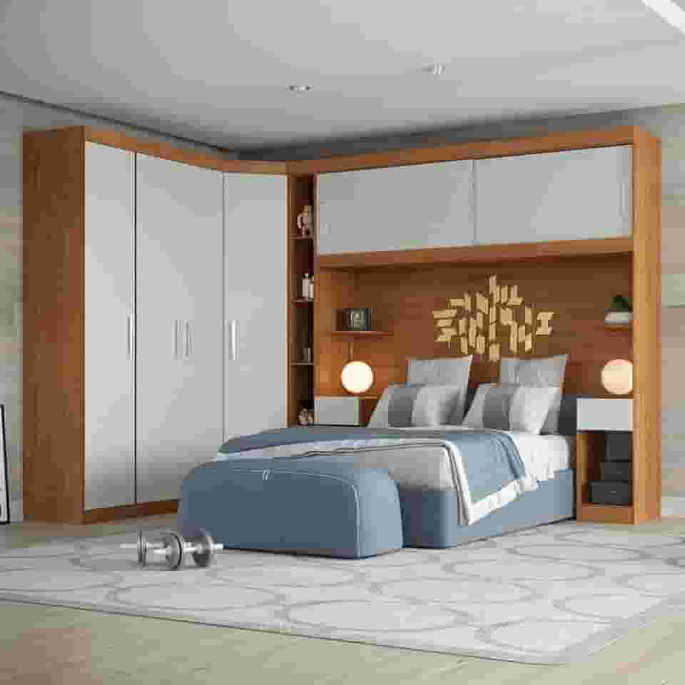 Guarda-roupa Casal Ponte 2 Portas 2 Gavetas Gênova Plus Freijó Wood/off-white