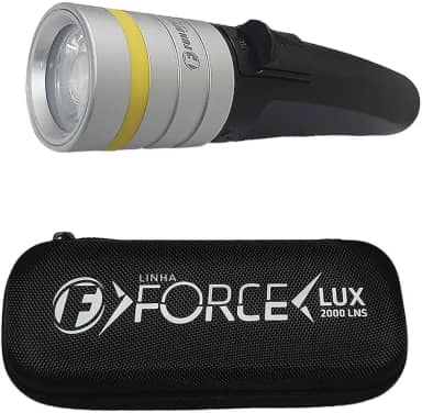 Fun Dive Lanterna de Mergulho LUX 2000 Lumens, Resistente à Água IPX-8 100m, LED de Alta Potência, 4 Modos de Iluminação, Bateria Recarregável, para Mergulho e Atividades ao Ar Livre (Preto)