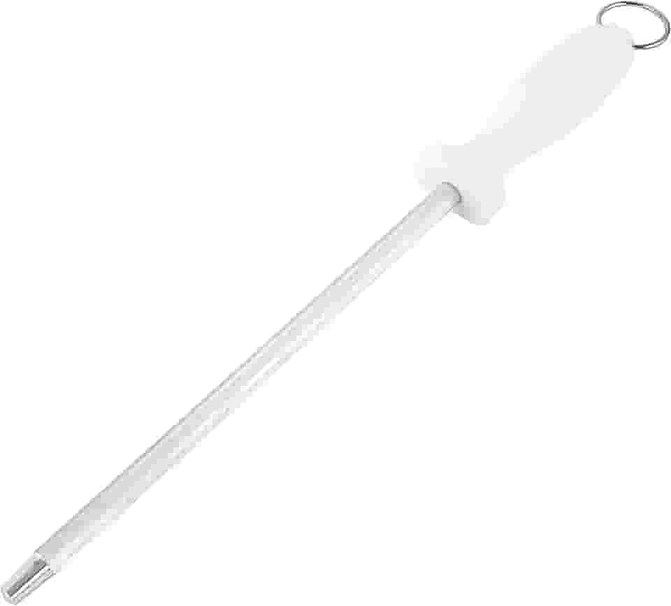 Chaira Profissional para Afiação 10' Aço Inox Cabo Branco com Argola