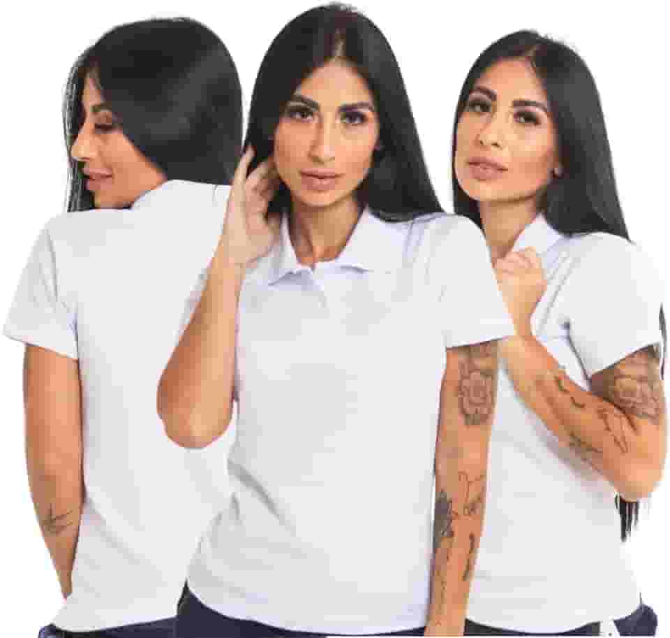 Kit 3 Camisas Polo Femininas Camiseta Gola Piquet