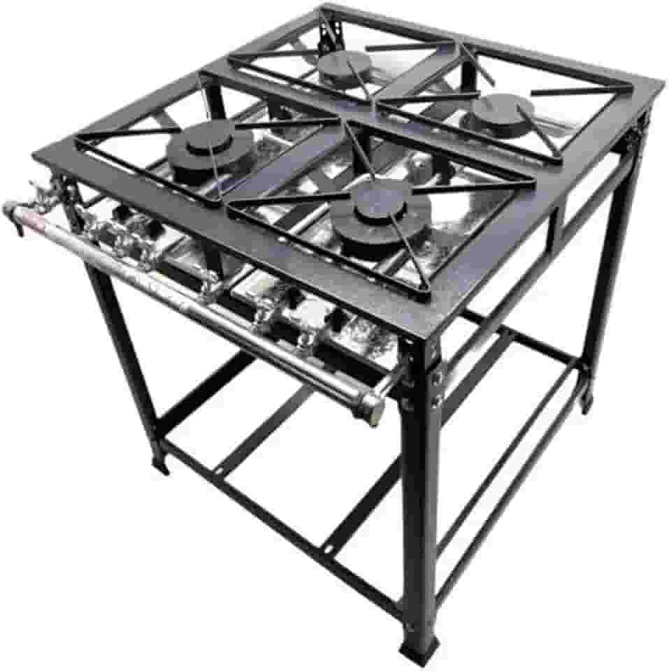 Fogão Industrial 4 Bocas 2 Simples Standard Baixa Pressão Grelhas Aço 30x30 P5 Mr Fogões