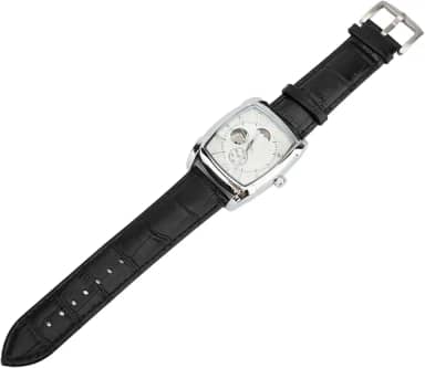 Esqueleto Relógio de Pulso Mecânico Automático Fase da Lua Auto Enrolamento Resistente à água Pulseira de Couro do Plutônio Cronógrafo Analógico Relógio de Luxo