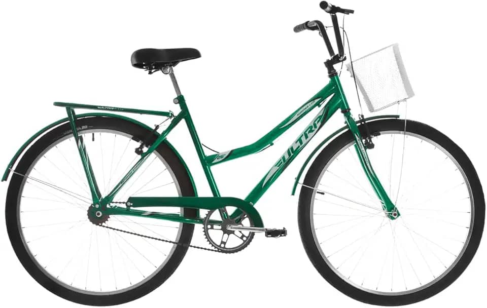 Bicicleta de Passeio Ultra Bikes Esporte Summer Vintage Retrô Aro 26 Reforçada Freio V-Brake Verde